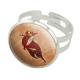 thumbnail image 1 of Cowgirl Pinup Riding Bucking Bull Rodeo Silver Plated Adjustable Novelty Ring, 1 of 3