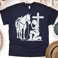 thumbnail image 1 of Cowgirl Prayer T-Shirt | Horse and Cross Christian Graphic Tee, Navy, Size L, 1 of 6