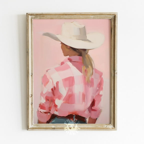 Cowgirl Print, Pink Girly Western Wall Art, Southern Aesthetic Dorm Room Wall Decor, Trendy Wall Art, Preppy Poster, Wall Art Decor For Home Office, 24x36 UNFRAMED