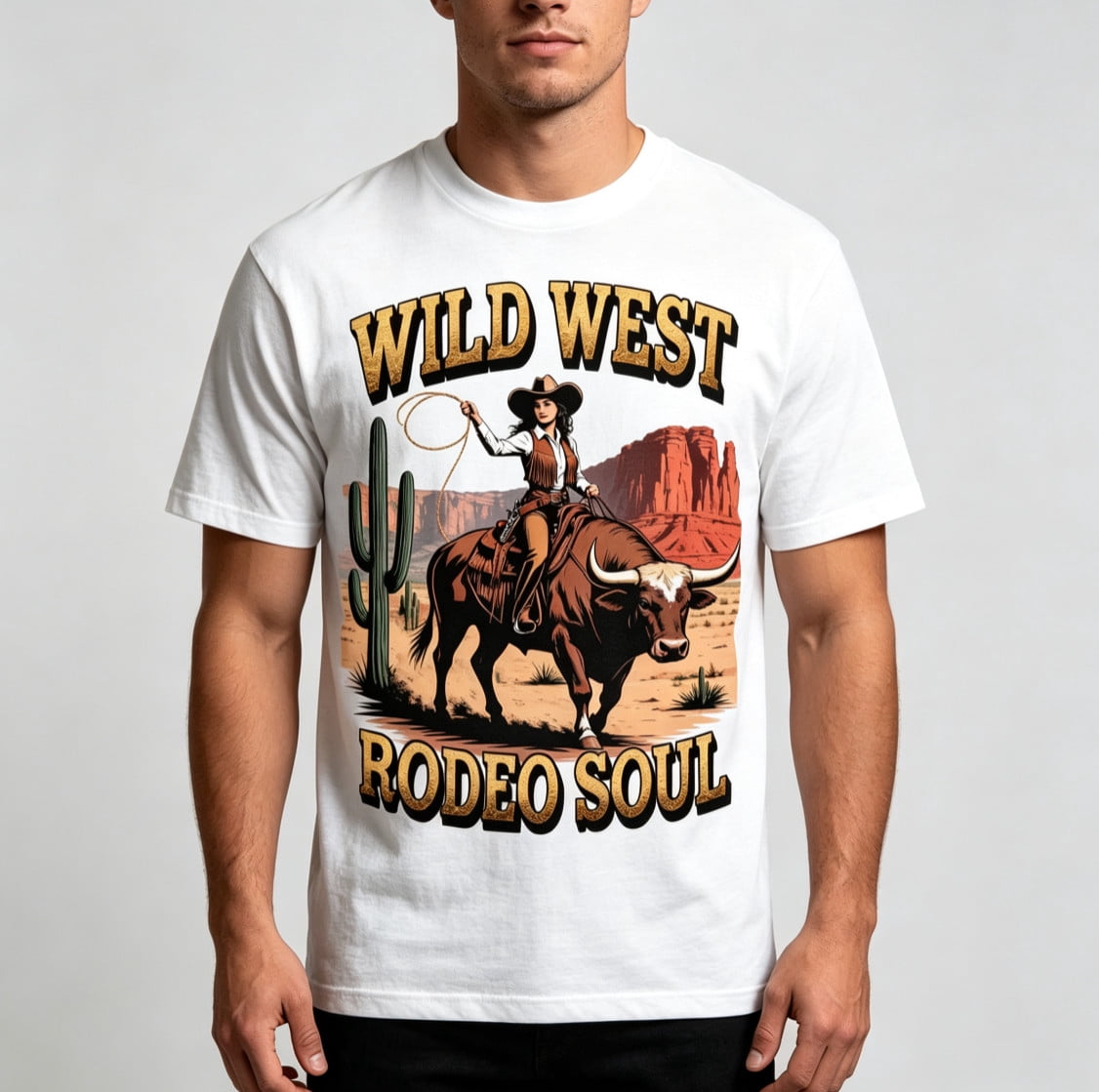 Bull Rider Cloth Cowgirl Riding Bull Western Graphic T-Shirt - Walmart.com