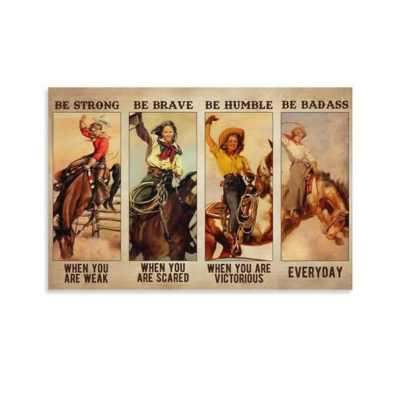 Cowgirl Rodeo Be Badass Everyday Vintage Poster Home Decor Poster Wall Art Hanging Picture Print Bedroom Decorative Painting Posters Room Aesthetic 16x24inch(40x60cm)