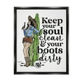 thumbnail image 1 of Cowgirl Soul Clean & Boots Dirty Phrase Novelty Graphic Art Jet Black Framed Art Print Wall Art, 1 of 6