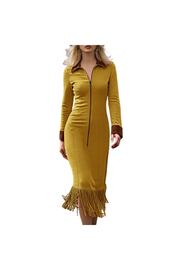 Cowgirl Style Dress, Button-Front Maxi Dress with High-Low Ruffle Skirt, Perfect Festival Fashion for Concerts, Rodeos, and Boho-Themed Parties Ginger XL