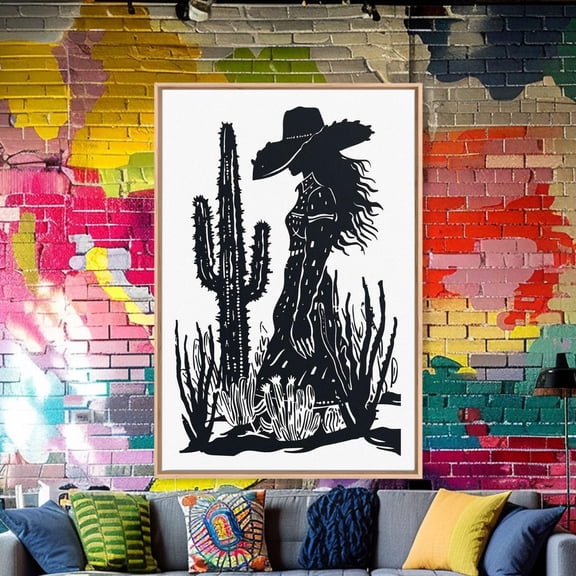 Cowgirl Sunset Western Desert Silhouette Wall Art Unframed Paper Print