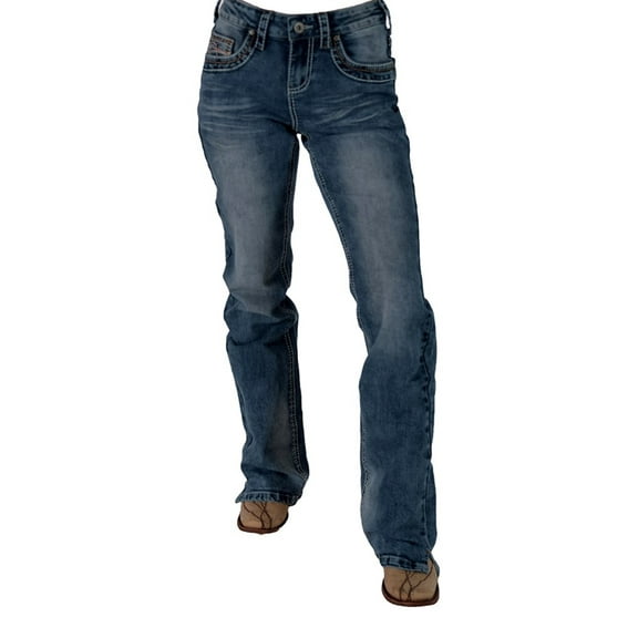 Cowgirl Tuff Western Jeans Womens DFMI Faded 27 X-Long Med Wash JDFADE