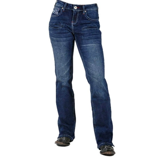 Cowgirl Tuff Western Jeans Womens Double Down 35 Long Med JDBLDN