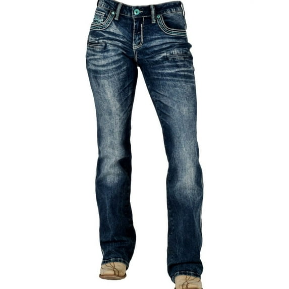 Cowgirl Tuff Western Jeans Womens Hurricane 29 Long Med Wash JTUHBC