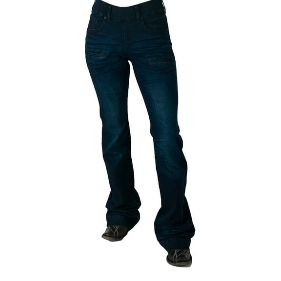 Cowgirl Tuff Western Jeans Womens Pull On M Long Dark Wash JPULSP
