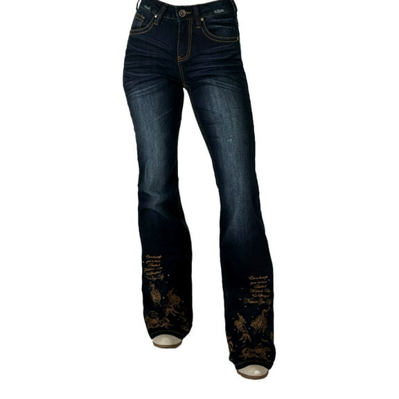 Cowgirl Tuff Western Jeans Womens Trouser 28 Long Dark Wash JTFATR