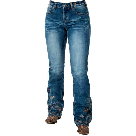 Cowgirl Tuff Western Jeans Womens Victory Bling 27 Reg Med JVBLIN