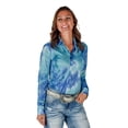 thumbnail image 1 of Cowgirl Tuff Western Shirt Womens L/S Tie Dye Sparkly M Blue 100804, 1 of 2