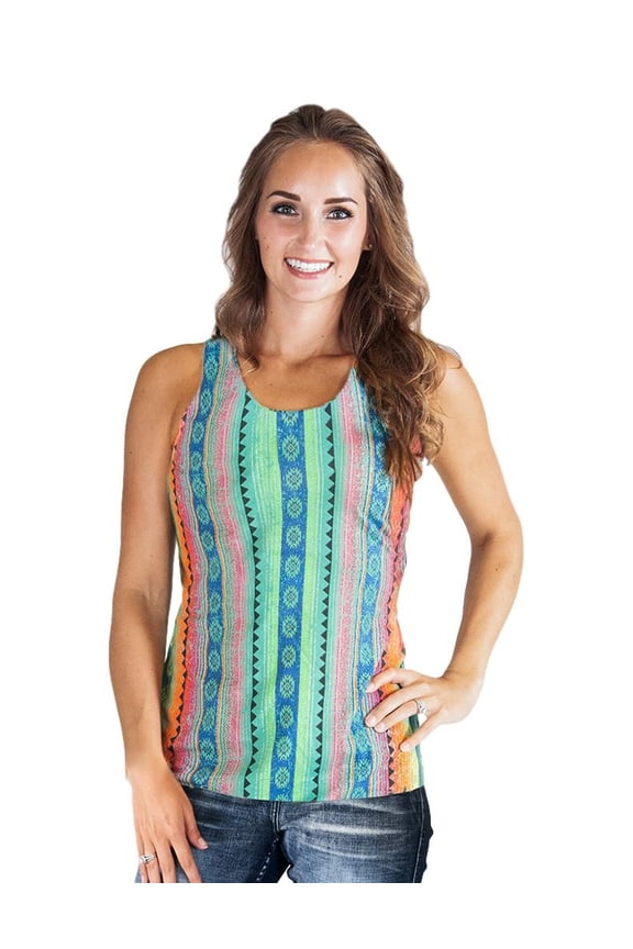 Western Shirt Womens Tank Flowy S Multi-Color 100368