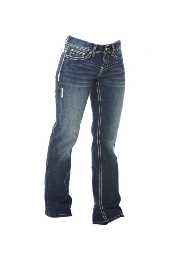 Denim Jeans Womens Bootcut Med Dark Stonewash CGJ30605