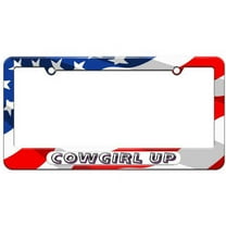 Cowgirl Up, Western, Funny License Plate Tag Frame, Multiple Colors
