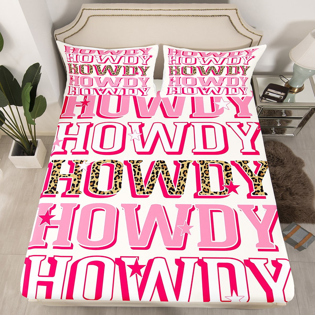 Cowgirl Western Bedding Set Hot Pink Room Decor, Preppy Howdy Cheetah Leopard Print Full Bed ...