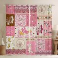 thumbnail image 1 of Cowgirl Western Curtains For Bedroom, Cow Print Horse Shoe Curtains & Drapes Wild Western Country 30%-50% Blackout Curtains,Cactus Pink Patchwork Window Treatments 42Wx84L, 2 Panels, 1 of 5