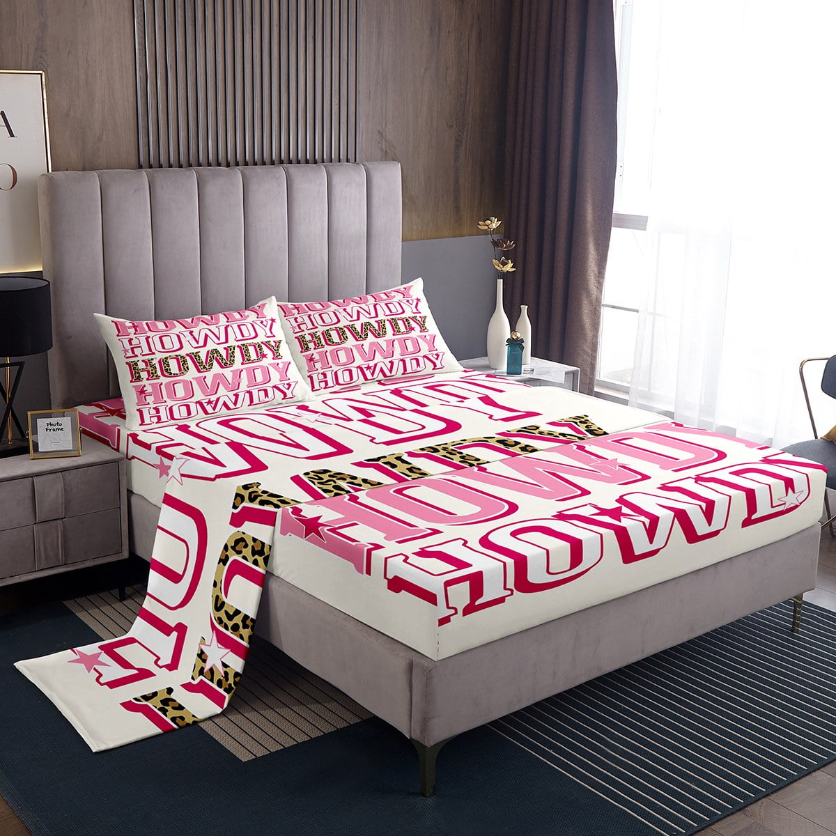 Cowgirl Western Sheets Hot Pink Room Decor, Preppy Howdy Cheetah Leopard Print Full Bed Sheets ...