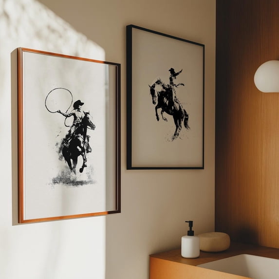 Cowgirl Western Wall Art Print, Vintage Rodeo Horse Rustic Bedroom ...