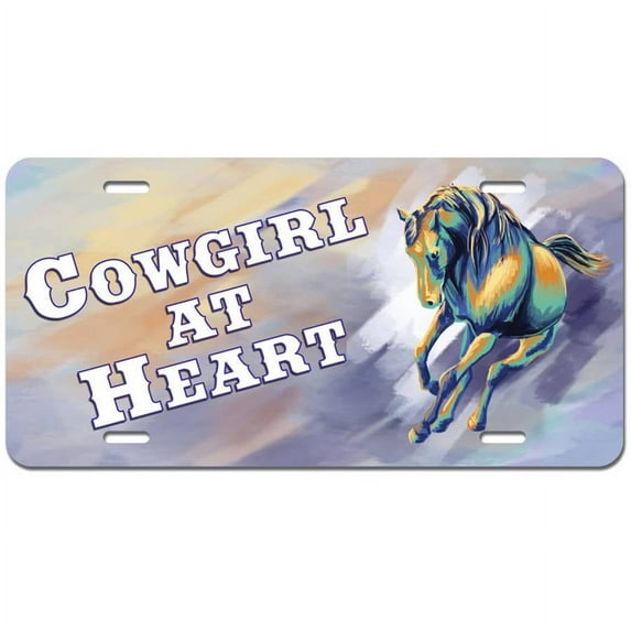 Cowgirl at Heart - Country Horse Novelty Metal Vanity License Tag Plate
