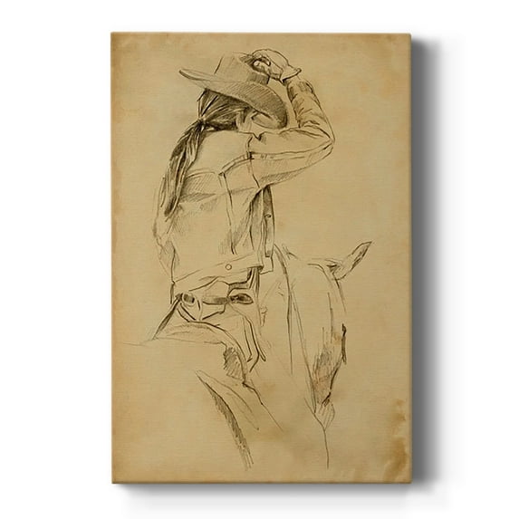 Cowgirl on Horseback II Premium Gallery Wrapped Canvas - Ready to Hang