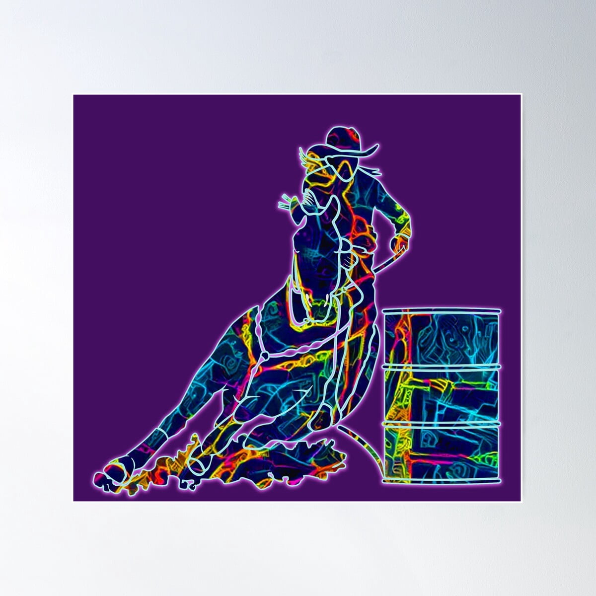 Cowgirls Barrel Racing Neon Poster, 12x18 UNFRAMED - Walmart.com