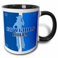thumbnail image 1 of 3drose, Cowgirls Rule. on Blue Stripes with Stars, 11oz Two-tone Black Mug, 1 of 6