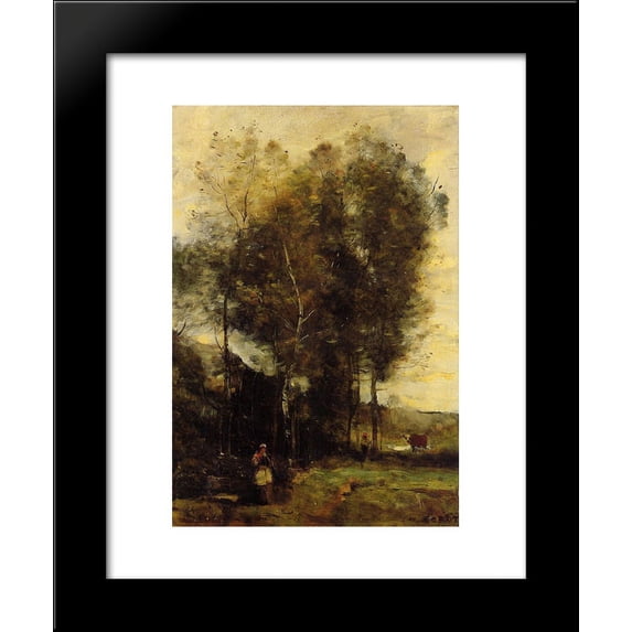 Cowherd in a Dell, Souvenir of Brittany 20x24 Framed Art Print by Camille Corot