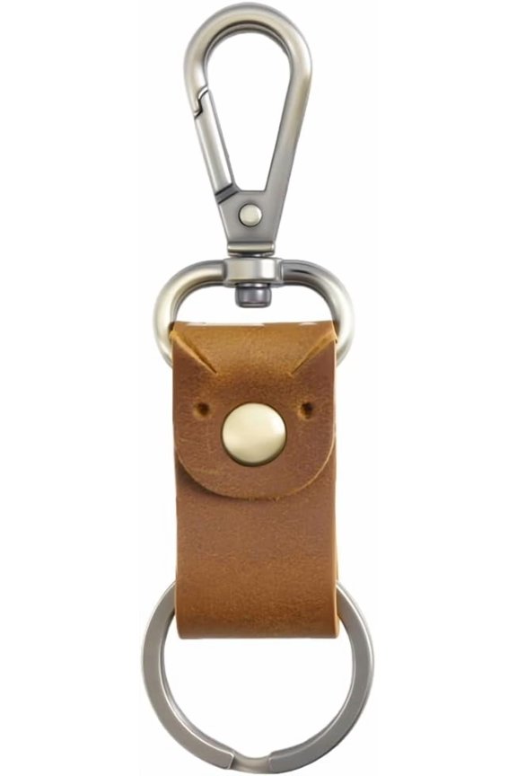 Cowhide Alloy Keychains with Swivel Clasps Sandy Brown 10.15cm