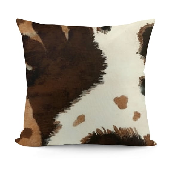 Cowhide Animal Black White and Brown Faux Fur Throw Pillow Covers for Chair Bedroom Living Room Sofa Couch Bed Outdoor Double Sided Printing Furry Soft Cozy Pillow Covers