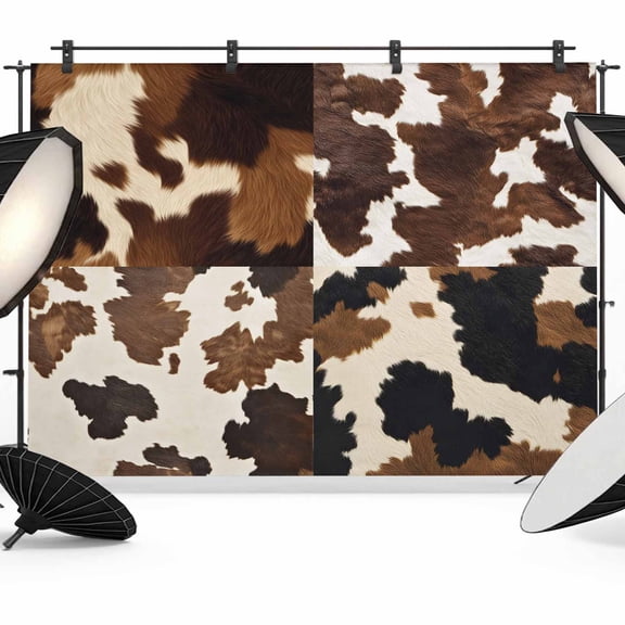 Cowhide Backdrop for Photography, Cow Skin Texture Abstract Countryside Western Photo Backdrop Portrait Background Party Banner Photo Backgrounds for Studio Booth Props, 7x5ft