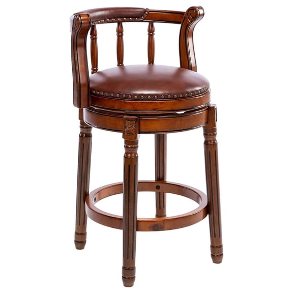 Cowhide Bar Stools - 26" Swivel Bar Height Chairs - Wood Frame - 360 Swivel - Brown - for Kitchen, Home, Counter (1pc)
