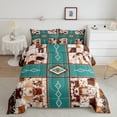 thumbnail image 1 of Cowhide Bedding Set Bohemian Exotic Geometry Western Comforter Set King,Ethnic Tribe Arrow Aztec Quilt Farm Animals Bull Cow Print Patchwork Quilt Cover,Farmhouse Decor, 1 of 5