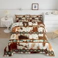 thumbnail image 1 of Cowhide Bedding Set Geometry Ethnic Tribe Arrow Aztec Decor Western Comforter Set Full,Longhorn Cow Print Quilt Bull Cattle Animal Hide Farm Animals Duvet Insert,Farmhouse Decor Cowboy Gifts, 1 of 5