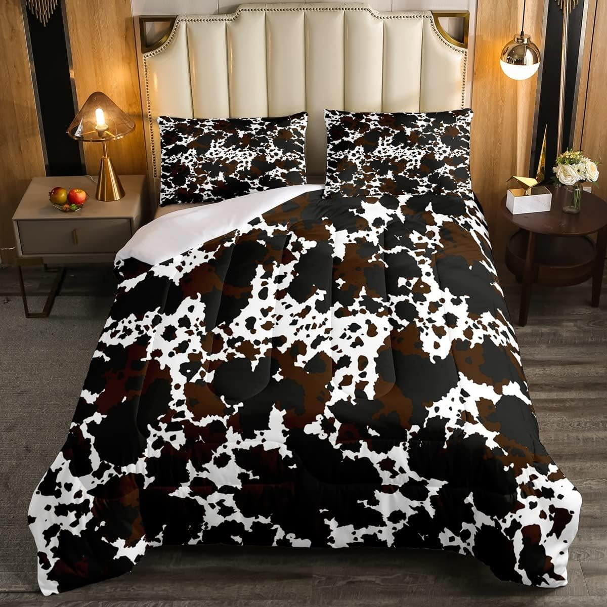 Cowhide Bedding Set King Size, Cute Cow Print Comforter Set Rustic