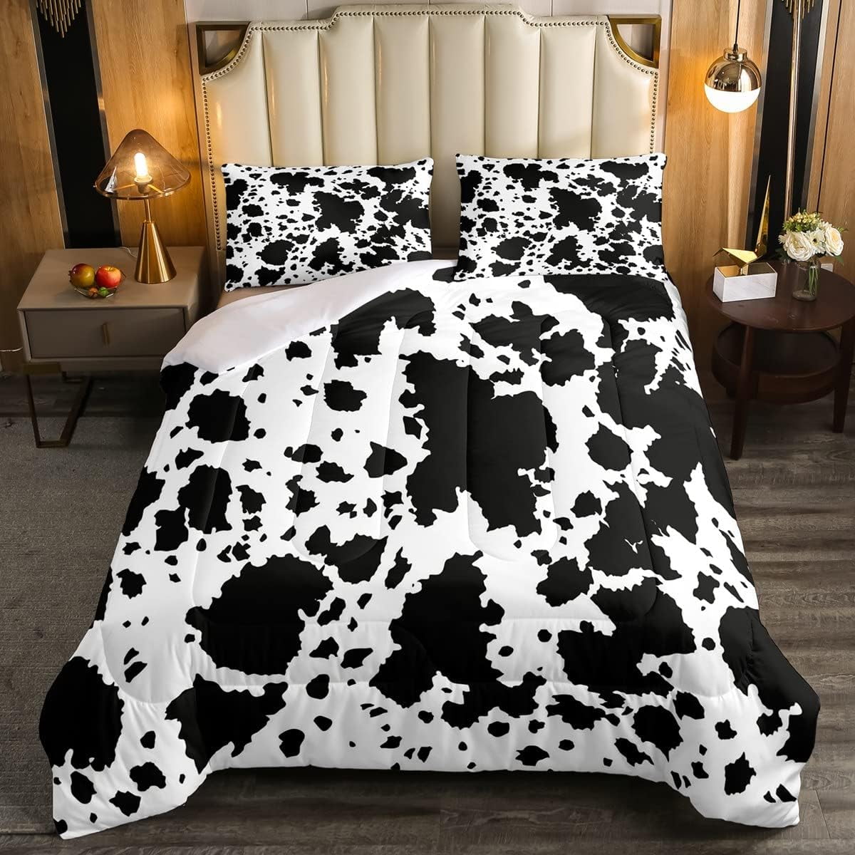 Cowhide Bedding Sets Cow Print Comforter Set Black White Farm Animal