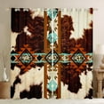 thumbnail image 1 of Cowhide Blackout Curtains Western Curtains,Brown Highland Cow Print Curtains & Drapes Exotic Aztec Diamond Farm Animals Bull Cattle Skin Room Decor Cowboys Gifts for Women, 1 of 6