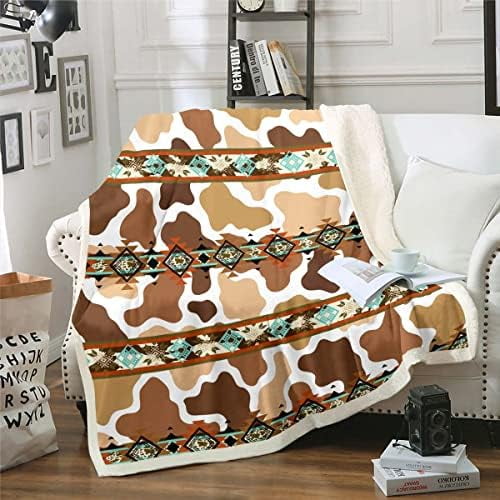 Cowhide Blanket Western Throw Blanket 90"x90" Black and White Highland