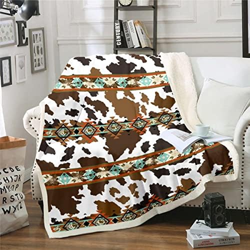 Cowhide Blanket Western Throw Blanket 90"x90" Black and White Highland