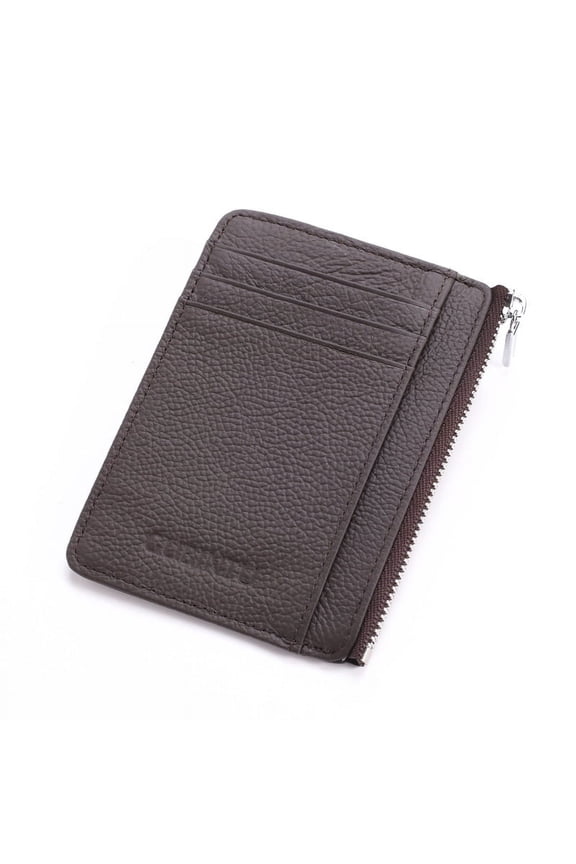 Cowhide Card Case RFID Anti-Magnetic Genuine Leather Multi-Function Zipper Card Holder Card Case Insert Card Credit Card Bank Card Card Business Card
