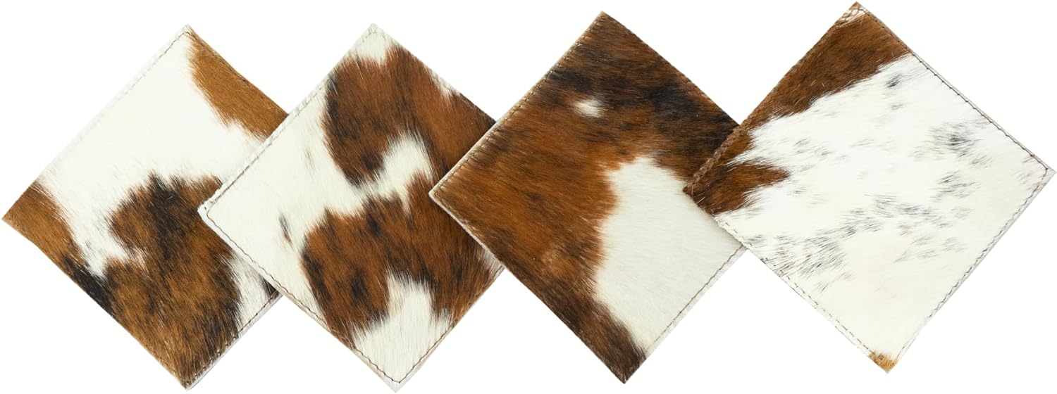 Cowhide Coasters Handmade Leather Cowhide Coasters For Drinks