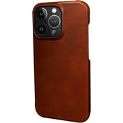 Cowhide Cover for iPhone 15Pro Max/15 Pro/15 Plus/15, Genuine Leather Light Luxury Protection Case Anti Fingerprint Cover,Orange,15 Pro Max