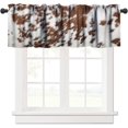 thumbnail image 1 of Cowhide Cow Print Valance Curtain Brown White Farmhouse Animal Hair Skin Western Rustic Rod Pocket Valance Window Treatments 1 Panel Short Curtains for Kitchen Living Room 54 x 18 in, 1 of 6