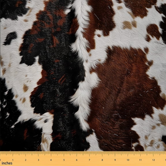 Cowhide Fabric By The Yard,Upholstery Fabric,Africa Animal Bull Cow Decorative Fabric,Western Farmhouse Milk Cow Highland Cow Theme Indoor Outdoor Fabric,1 Yard