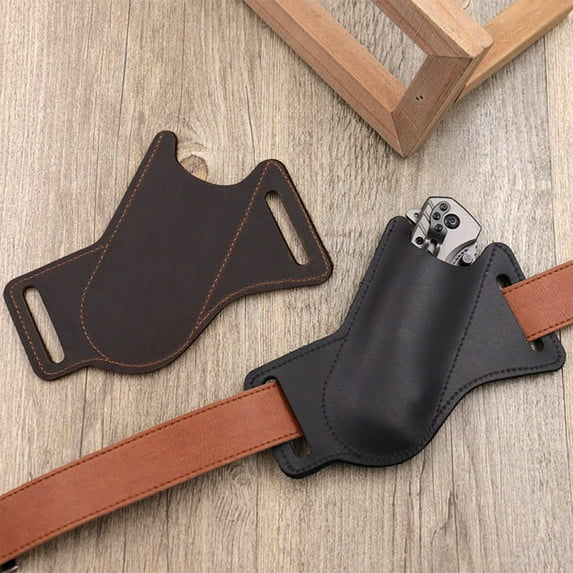 Cowhide Folding Knife Sleeve under $5! kkbbma Leather Folding Knife Sheath, Waist Mounted EDC Tool Pouch, Tactical Storage Sleeve for Outdoor and Camping, Compact Knife Holder for Belt