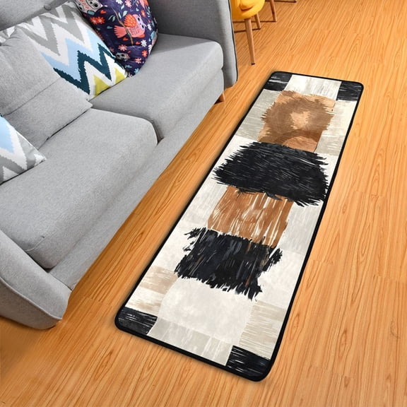 Cowhide Gingham 7224 inch Runner Rug Non-Slip Pads Ares Rugs Washable for Bedroom Bathroom Living Room