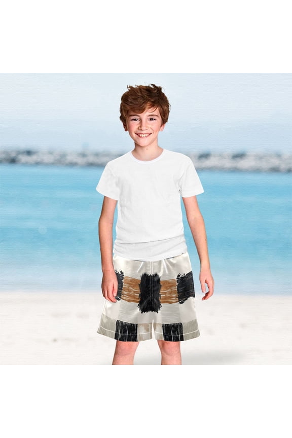 Cowhide Gingham Boys Swim Trunks Boardshorts Swimsuit Quick Dry Board Shorts Bathing Suit 2-12T