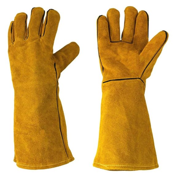 Cowhide Gloves Flame-retardant Welding Work Gloves Heat-proof Metal Welding Protector Yellow Gloves Soldering Welding Glove Tool