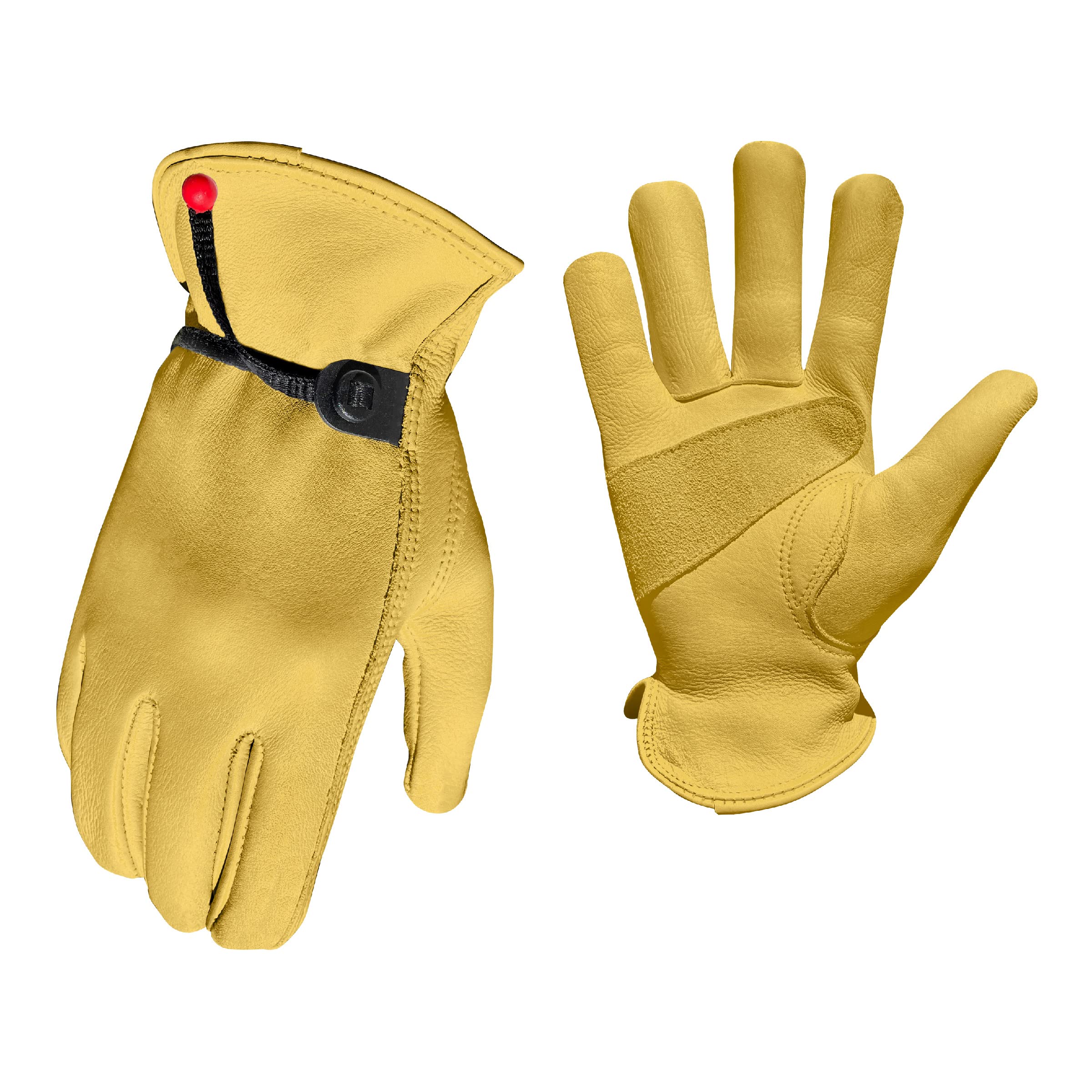 Cowhide Gloves with Ball and Tape Cinch for Women and Men, made from