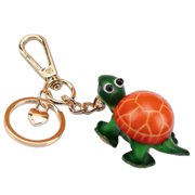Cowhide Handmade Small Tortoise Keychain Male Cute Small Gift Girl Backpack Pendant Orange