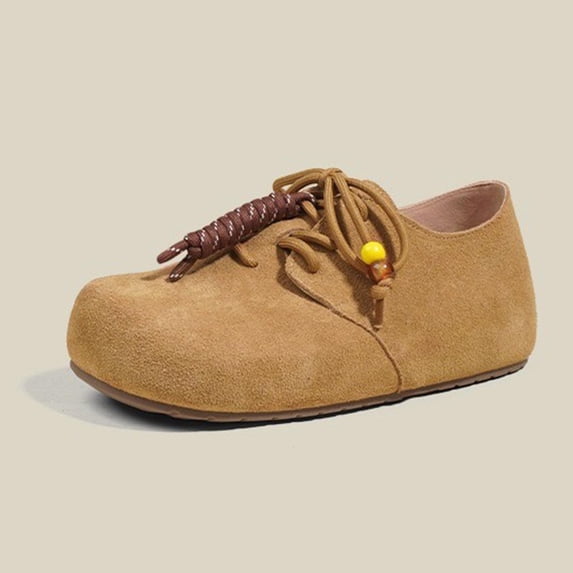 Cowhide Inner Height Increasing Thick Soled Shoes For Women Single Shoes Round Toe Straps Comfortable And Versatile